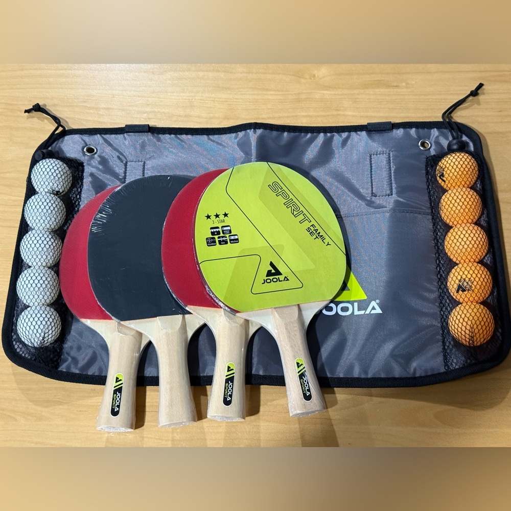 JOOLA Table Tennis Bundle with Carrying Case, 4 Paddles, 10 Balls. Brand New.